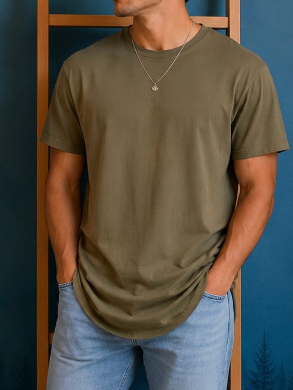 Zara Olive Green Short Sleeve Crew Neck Tee